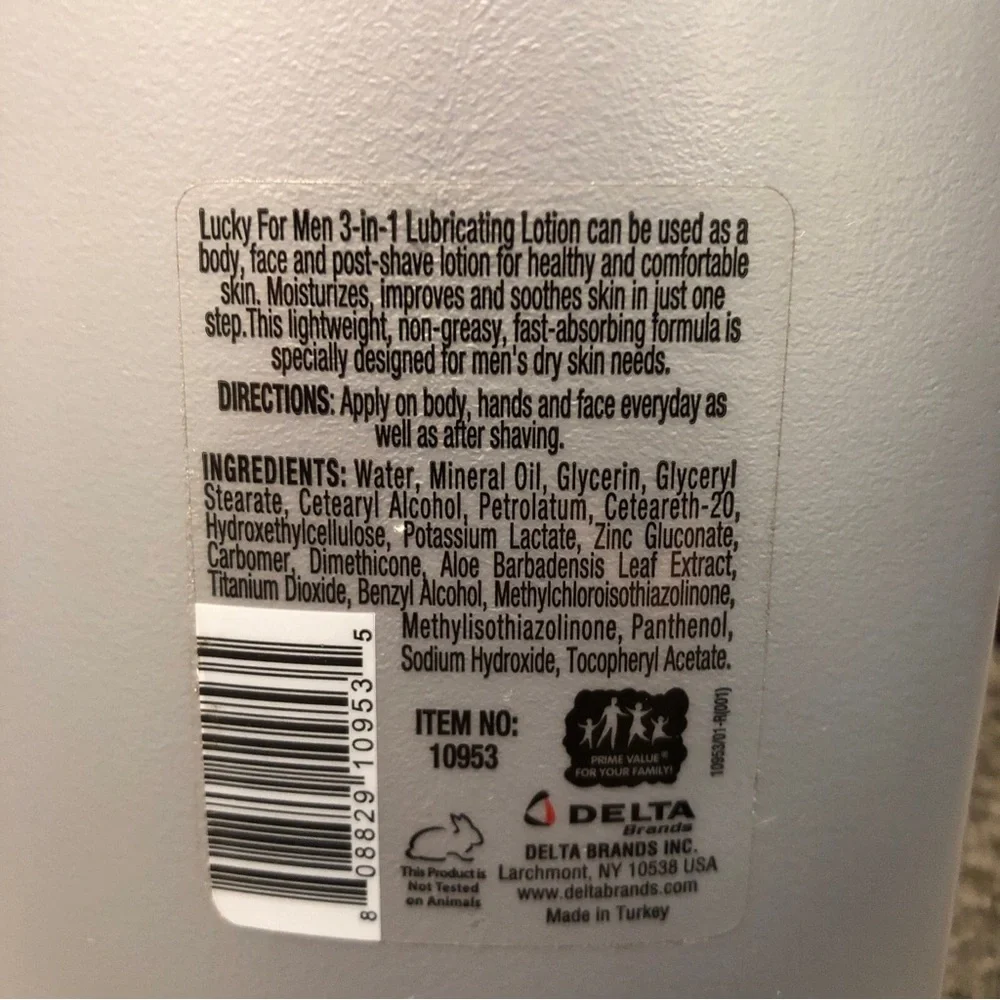 Lucky For Men Daily Lubricating 3 In 1 Lotion, Body, Face & Post Shave, 15oz
